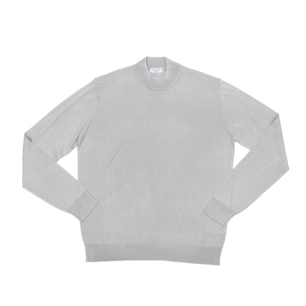 RING JACKET ウールカシミヤ モックネックニットライトグレー ハイゲージ モックネック シルクセーター 全3色 | RING JACKET MEISTER