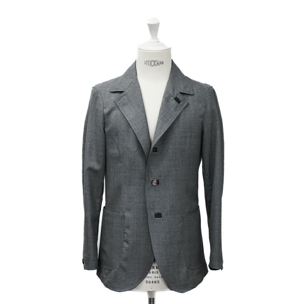 Ring Jacket ウール　シルク　テーラードジャケット　グレー　アンコン ウール グレンプラッド シングル2釦 アンコンスーツ Classic Made by