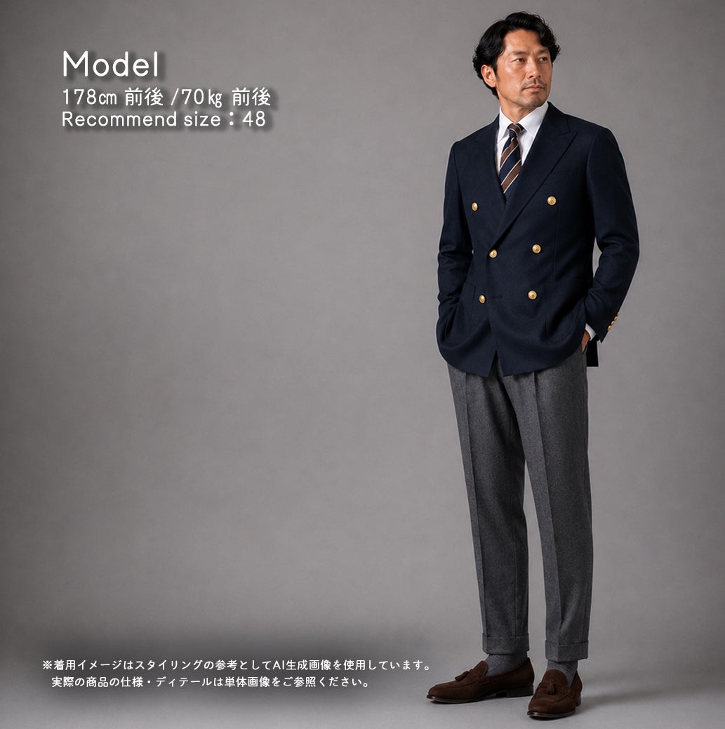 Ring Jacket 46 ダブルブレストジャケット ホップサック オールシーズン ダブルブレスト ネイビージャケット