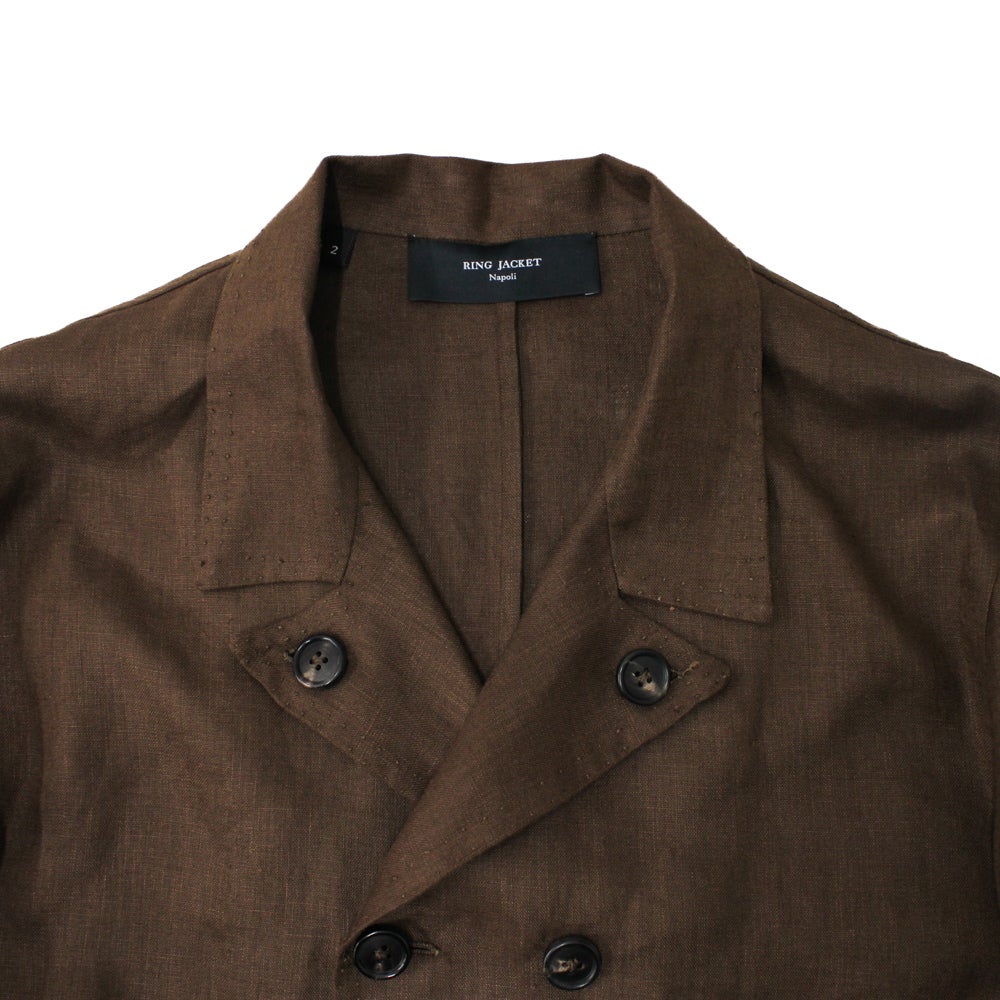 RING JACKET NAPOLI ジャケット ブルゾン M ブラウン リネン ハンドメイド ダブルワークジャケット ブラウン | RING JACKET MEISTER