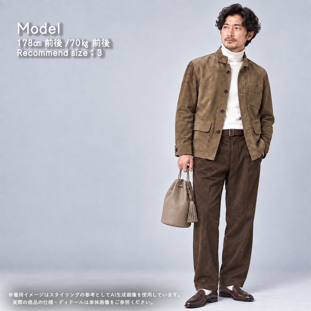 名作　RRL チマヨ　スエード　ジャケット　ナバホ ヴィンテージ　30s ハンドメイド バンドカラー レザー チョアジャケット グレージュ